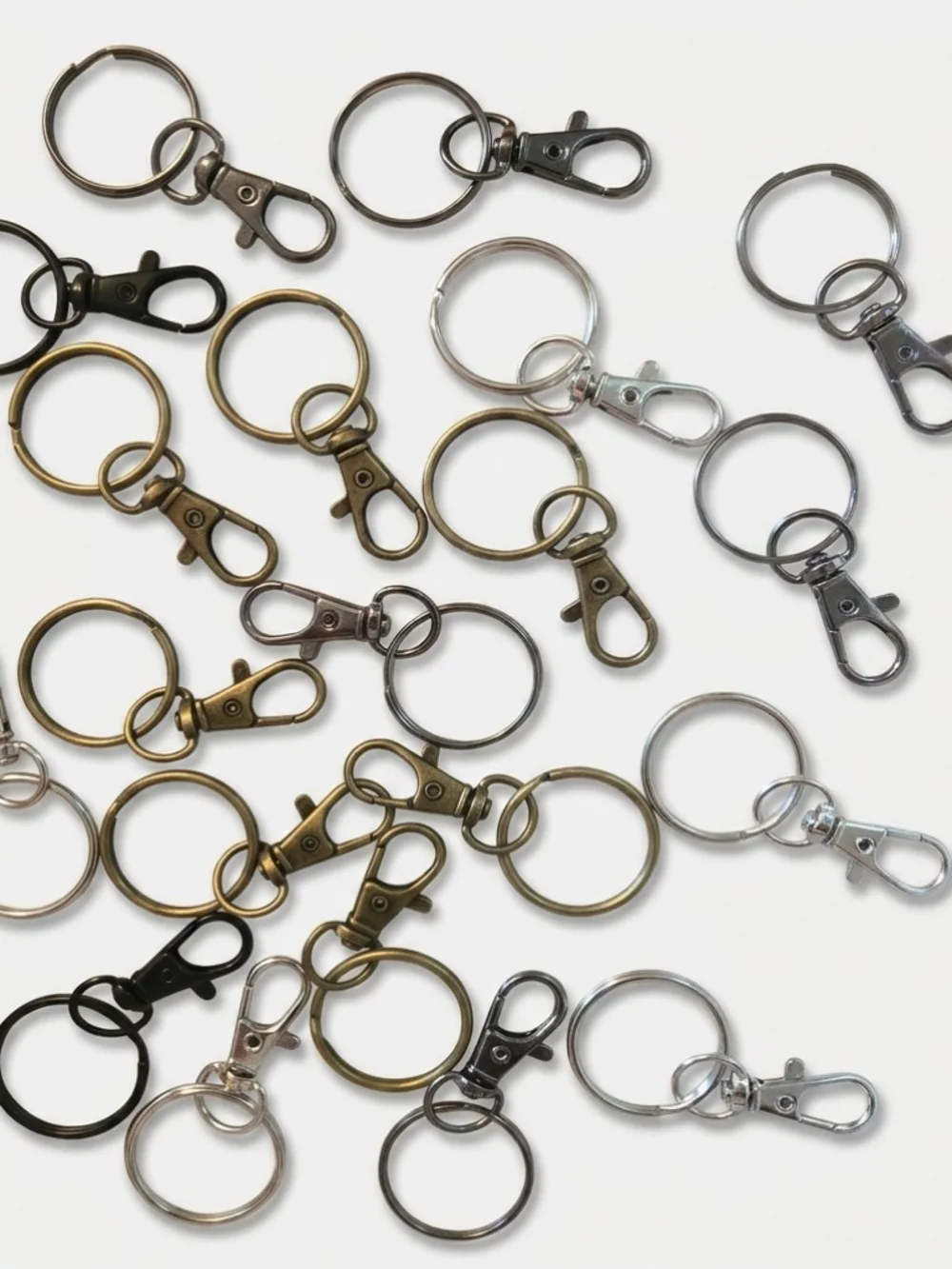 Keyring Lobster Clasp Set - Mixed Metal Colors 20 Count